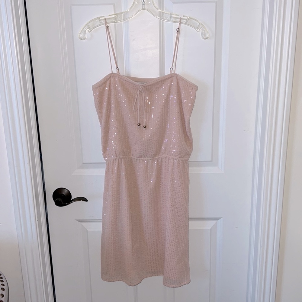 Soft pink sequin mini dress